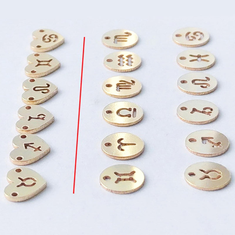 14K gold filled charms 1pc constellation,zodiac charm, jewellery findings charm beads ,7mm button charm