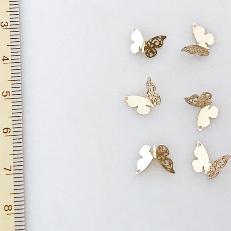 14k gold filled 2pcs of 11*7.5 mm butterfly charm beads jewellery findings charm / pendant, 0.8mm hole