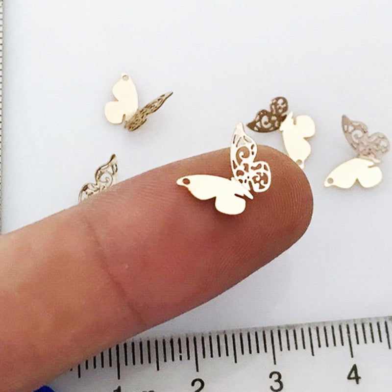 14k gold filled 2pcs of 11*7.5 mm butterfly charm beads jewellery findings charm / pendant, 0.8mm hole