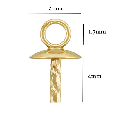 14k gold filled 10pcs cup jewellery findings bail pin, for half-drilled beads, 3/4mm bead cap,1mm pin