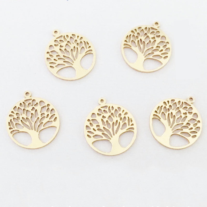 14k gold filled 12mm tree of life charm beads jewellery findings charm / pendant, 0.7mm hole, 0.5mm thickness