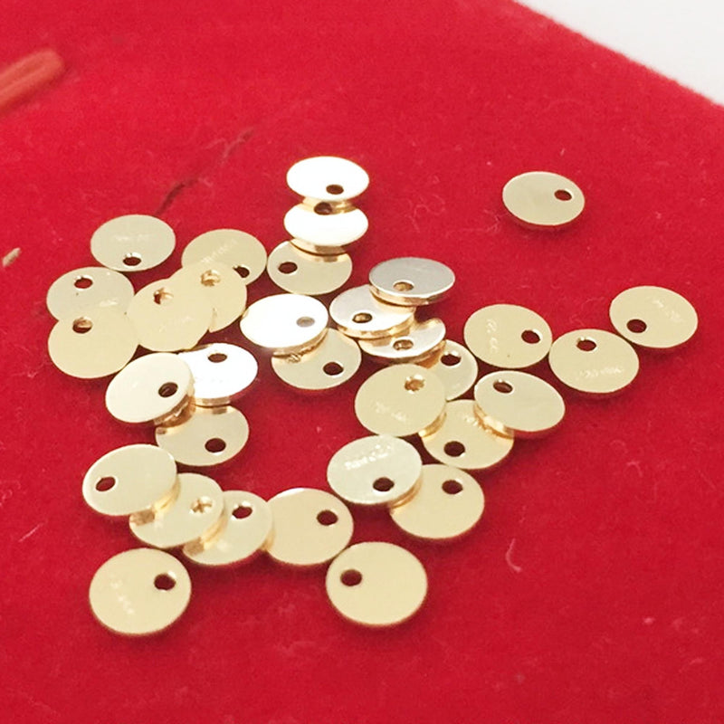 5pcs 14K gold filled round stamping discs, round stamping blanks, round pendant / charm /beads, 4mm button charm