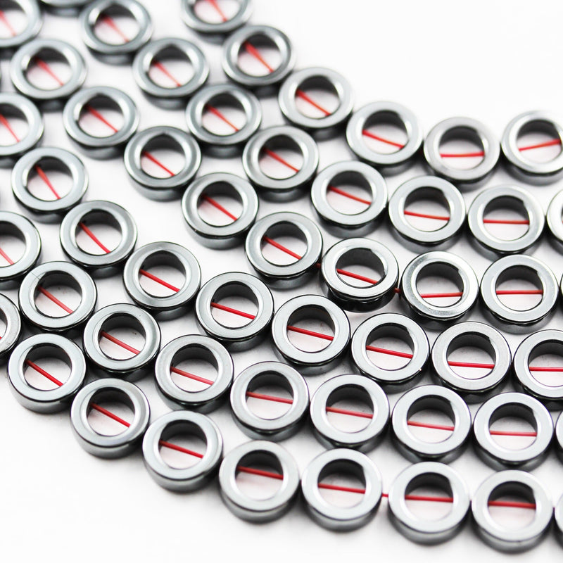 Hematite,10mm donut shape natural gemstone beads, hole 1mm,6mm inner size ,16", about 38beads