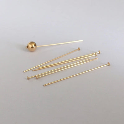 14k gold filled headpins 10pcs 26-22gauge jewellery making findings head pin, 1/2-2inch length ,1.1-1.93mm head