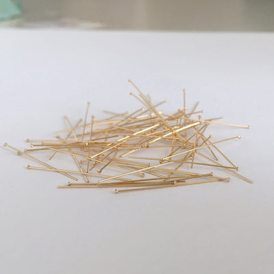 14k gold filled headpins 10pcs 26-22gauge jewellery making findings head pin, 1/2-2inch length ,1.1-1.93mm head