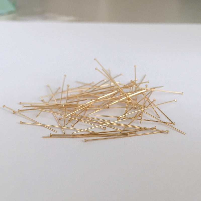 14k gold filled headpins 10pcs 26-22gauge jewellery making findings head pin, 1/2-2inch length ,1.1-1.93mm head