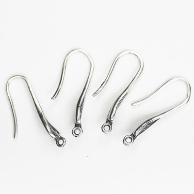 Earring findings 4pcs 925 antique sterling silver jewellery findings earring hook, 20mm length Leaf drop with loop, hole1mm