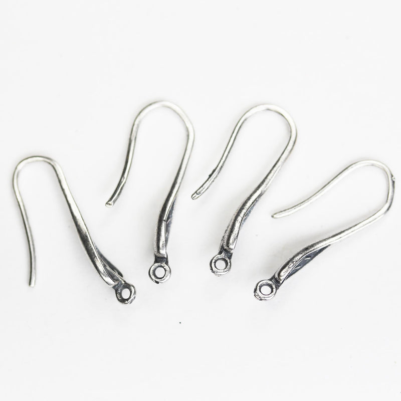 Earring findings 4pcs 925 antique sterling silver jewellery findings earring hook, 20mm length Leaf drop with loop, hole1mm