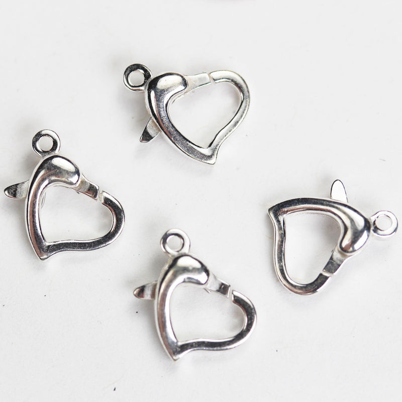 2pcs Sterling clasp Heart shape clasp 925 sterling silver jewellery findings lobster clasps, 9*10mm, 2.5mm ring