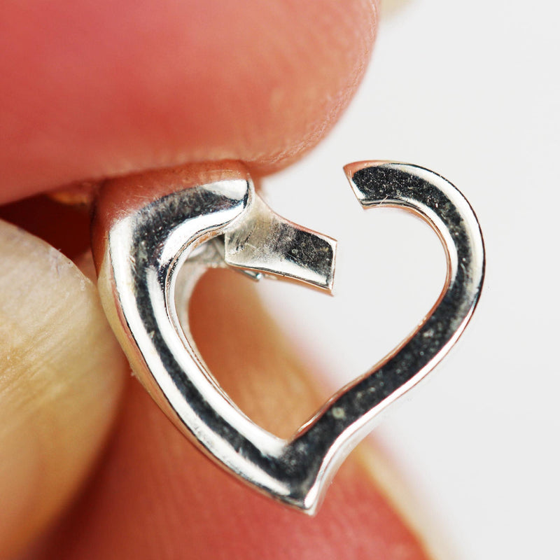 2pcs Sterling clasp Heart shape clasp 925 sterling silver jewellery findings lobster clasps, 9*10mm, 2.5mm ring