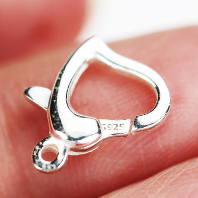 2pcs Sterling clasp Heart shape clasp 925 sterling silver jewellery findings lobster clasps, 9*10mm, 2.5mm ring