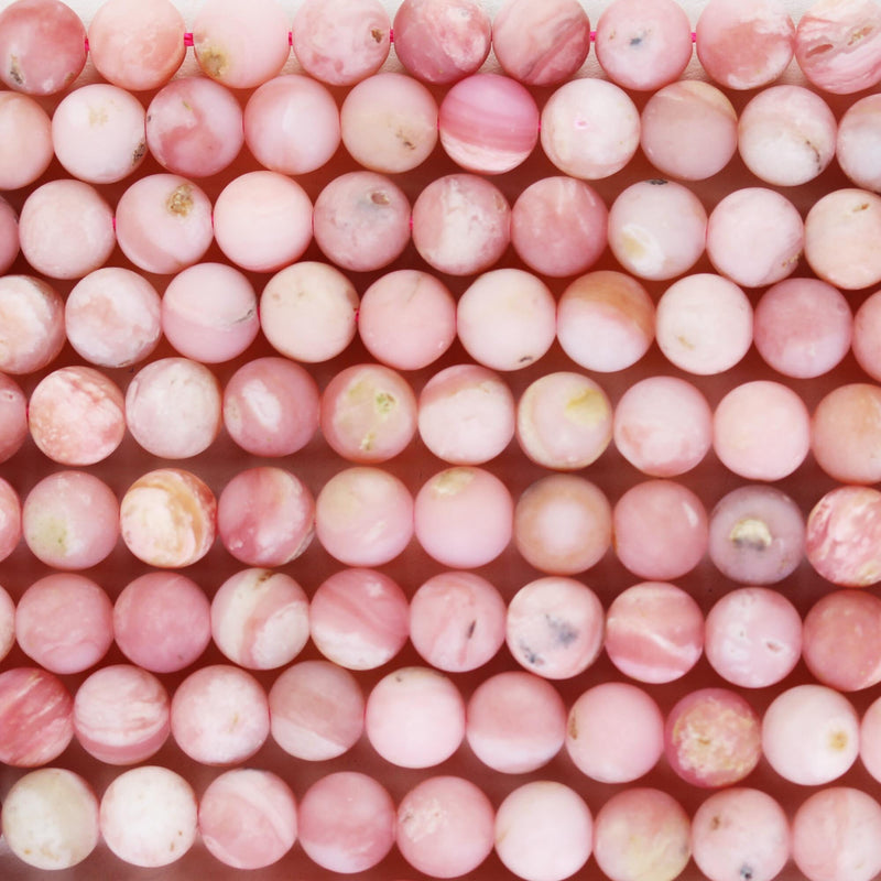 Matte pink opal, 8mm round gemstone, full strand gemstone beads,15.5", 1mm hole