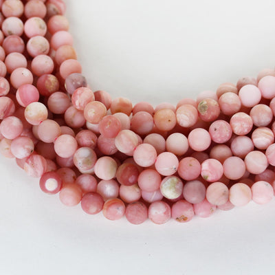 Matte pink opal, 8mm round gemstone, full strand gemstone beads,15.5", 1mm hole