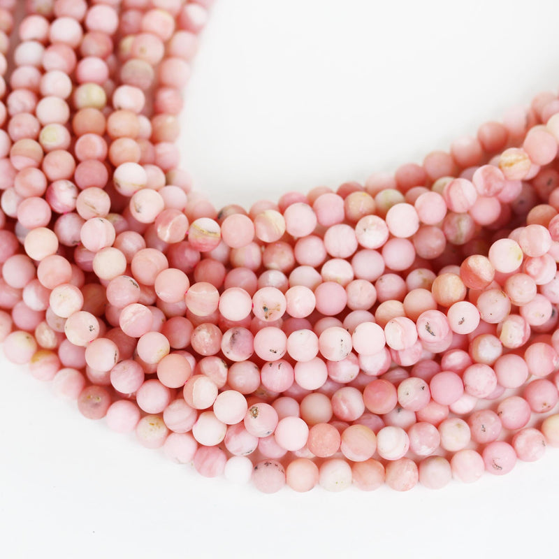 Matte pink opal, 6mm round gemstone beads,15.5", 0.6 mm hole, about 65 beads