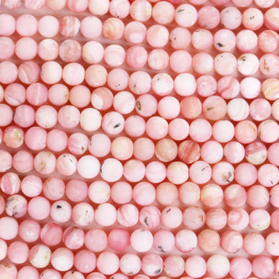 Matte pink opal, 6mm round gemstone beads,15.5", 0.6 mm hole, about 65 beads