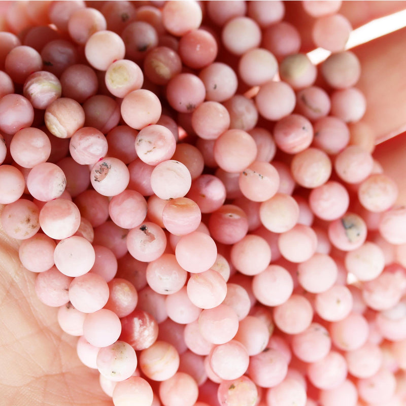 Matte pink opal, 6mm round gemstone beads,15.5", 0.6 mm hole, about 65 beads