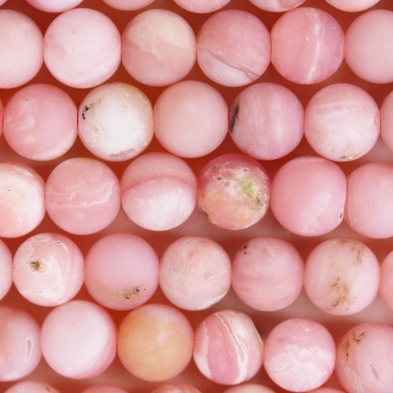 Matte pink opal, 6mm round gemstone beads,15.5", 0.6 mm hole, about 65 beads