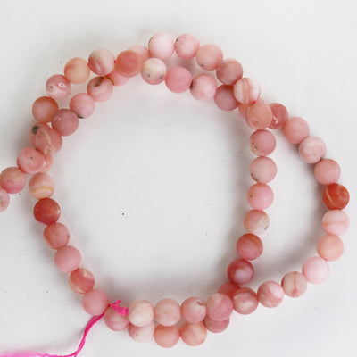 Matte pink opal, 6mm round gemstone beads,15.5", 0.6 mm hole, about 65 beads