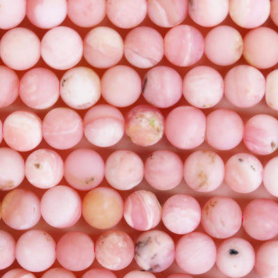 Matte pink opal, 6mm round gemstone beads,15.5", 0.6 mm hole, about 65 beads