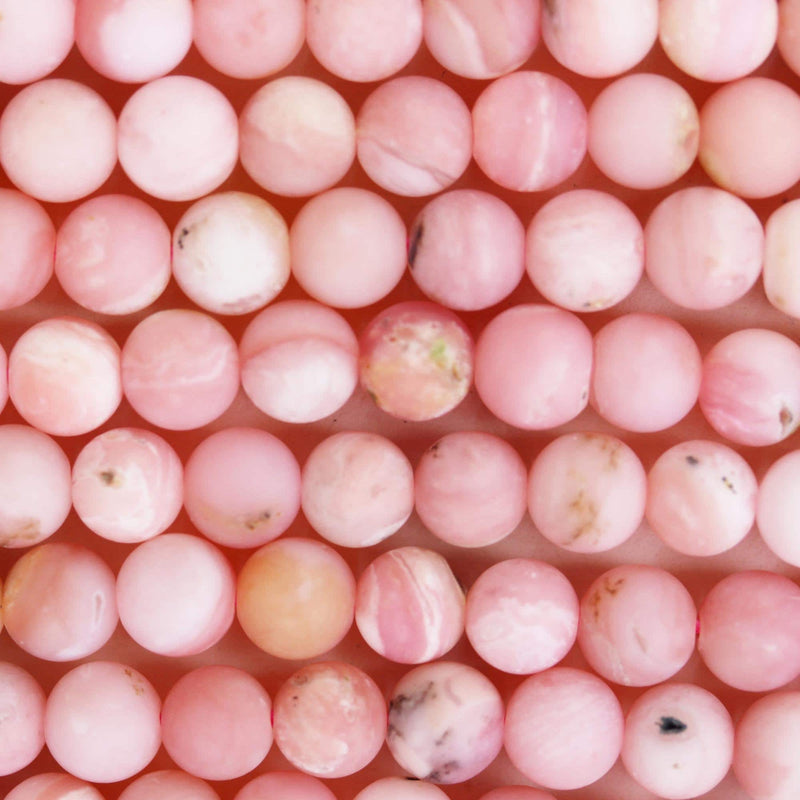 Matte pink opal, 6mm round gemstone beads,15.5", 0.6 mm hole, about 65 beads