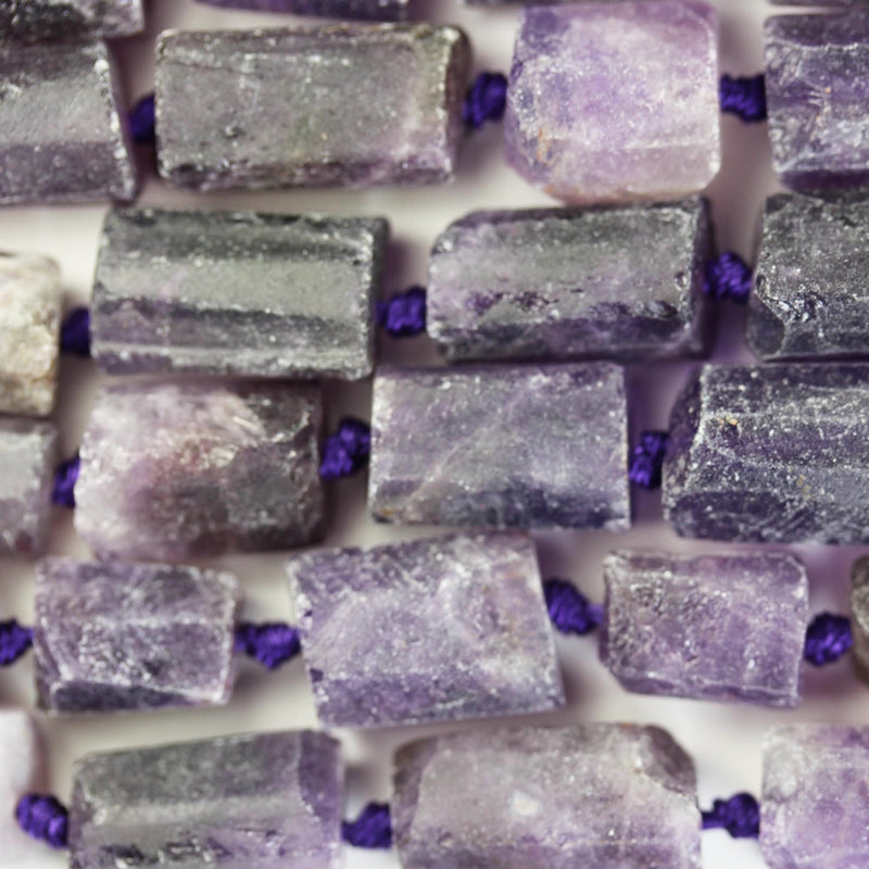 Raw Natural Amethyst, 15x10mm Tube Gemstone, One full strand Natural Gemstone, 15.5", about 25 beads, 1mm hole