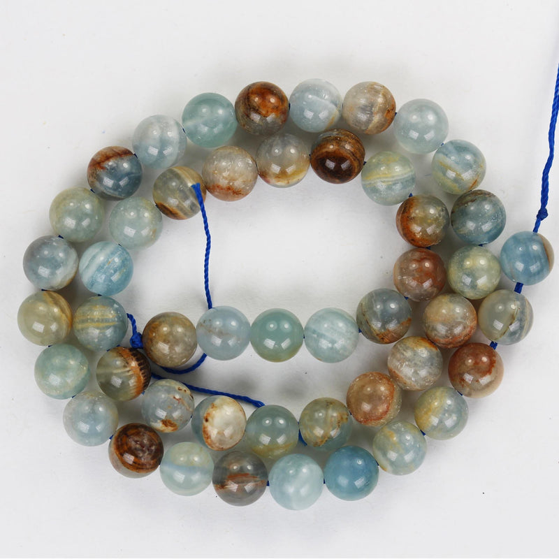 Natural Blue Calcite, 8mm round gemstone, one full strand 50 beads, gemstone beads, 16", 1mm hole