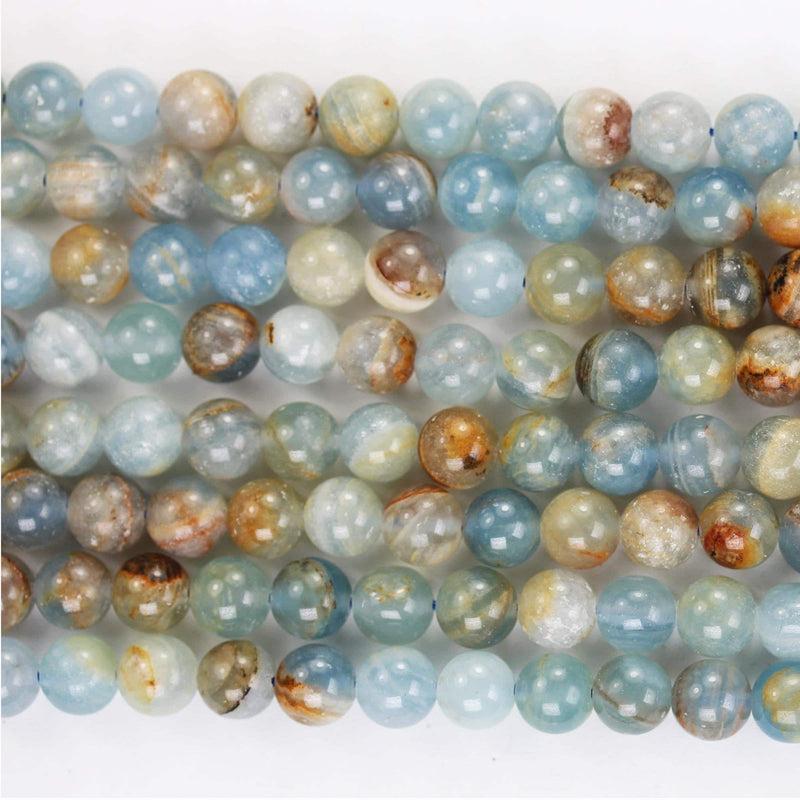 Natural Blue Calcite, 8mm round gemstone, one full strand 50 beads, gemstone beads, 16", 1mm hole