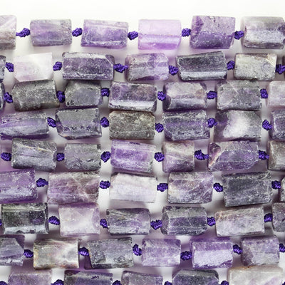 Raw Natural Amethyst, 15x10mm Tube Gemstone, One full strand Natural Gemstone, 15.5", about 25 beads, 1mm hole