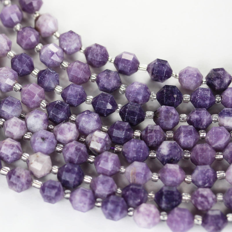 Natural Lepidolite, 8*7mm faceted oval beads gemstone, one full strand, 15.5 inch,about 38 beads, 1mm hole