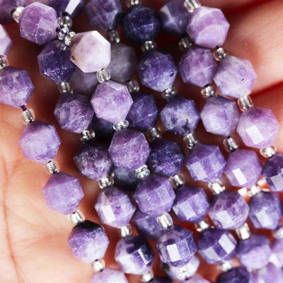 Natural Lepidolite, 8*7mm faceted oval beads gemstone, one full strand, 15.5 inch,about 38 beads, 1mm hole