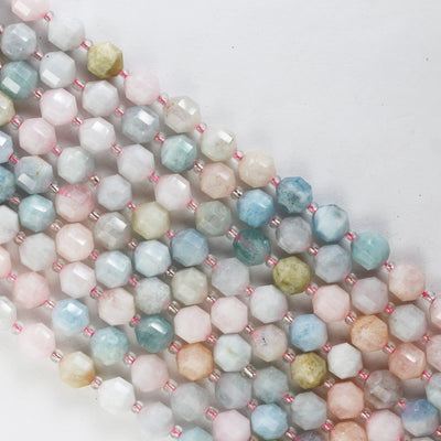 Natural Beryl Mix, 8mm Aquamarine, Heliodor and Morganite , 8*7.5mm faceted oval beads gemstone, 15.5inch, about 36 beads, 1mm hole