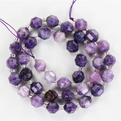 Natural Lepidolite, 8*7mm faceted oval beads gemstone, one full strand, 15.5 inch,about 38 beads, 1mm hole