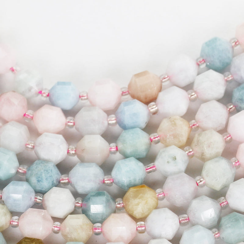 Natural Beryl Mix, 8mm Aquamarine, Heliodor and Morganite , 8*7.5mm faceted oval beads gemstone, 15.5inch, about 36 beads, 1mm hole