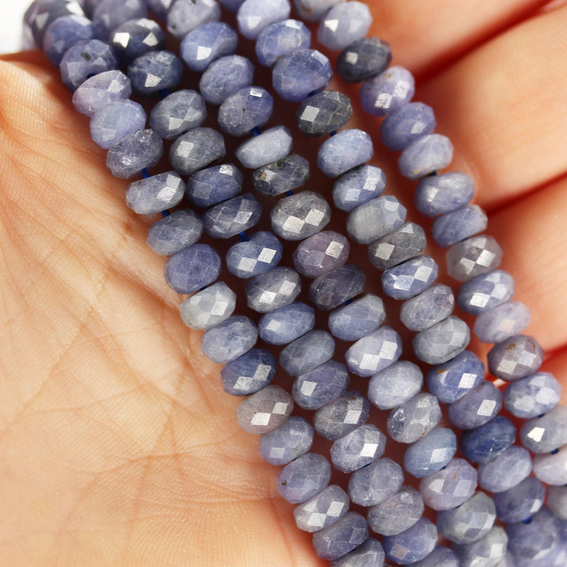 Natural Tanzanite, 7*4mm faceted rondelle gemstone strand, 15.5inch, about 100 beads, 0.8mm hole