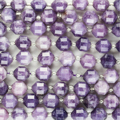 Natural Lepidolite, 8*7mm faceted oval beads gemstone, one full strand, 15.5 inch,about 38 beads, 1mm hole