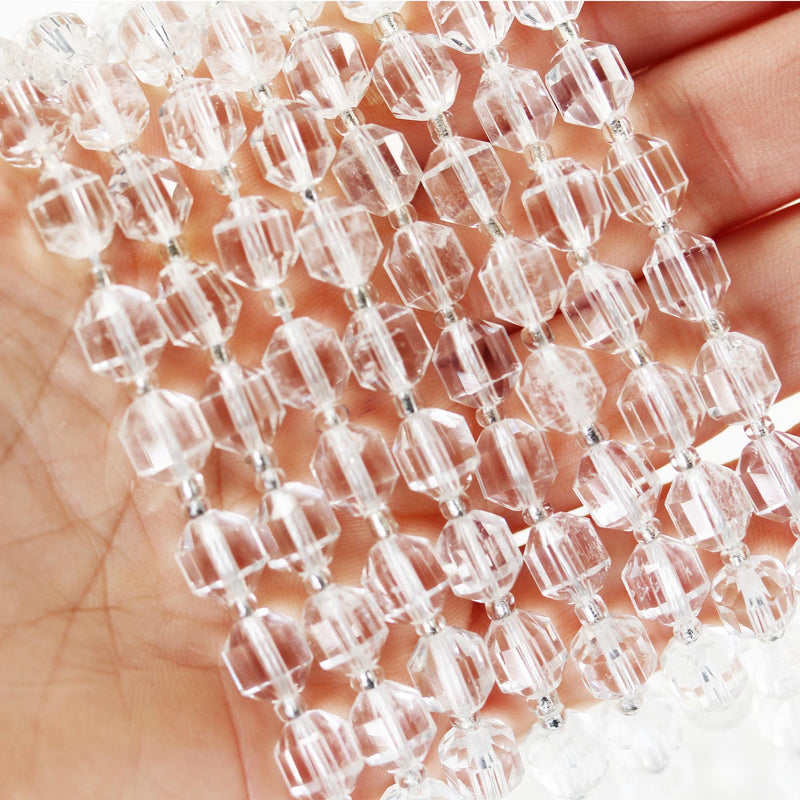 Natural Clear Quartz, 8*7 mm faceted oval beads gemstone, one full strand , about 48 beads, 1mm hole