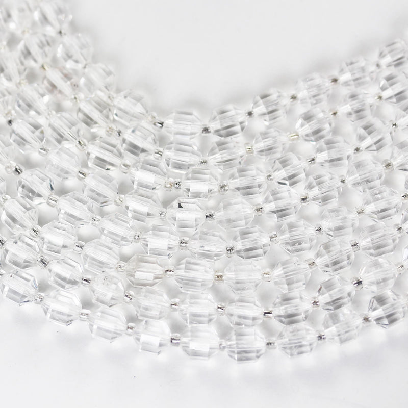 Natural Clear Quartz, 8*7 mm faceted oval beads gemstone, one full strand , about 48 beads, 1mm hole