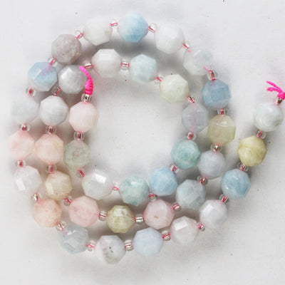 Natural Beryl Mix, 8mm Aquamarine, Heliodor and Morganite , 8*7.5mm faceted oval beads gemstone, 15.5inch, about 36 beads, 1mm hole