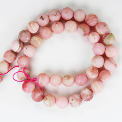 Matte Pink Opal, 10mm Round Gemstone Beads, 15.5", 1mm hole, about 40 beads