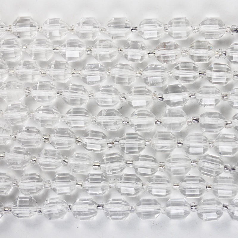 Natural Clear Quartz, 8*7 mm faceted oval beads gemstone, one full strand , about 48 beads, 1mm hole