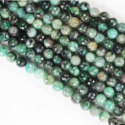 Natural Emerald Gemstone , 6mm faceted round gemstone strand, one full strand, 15.5inch, 0.8mm hole