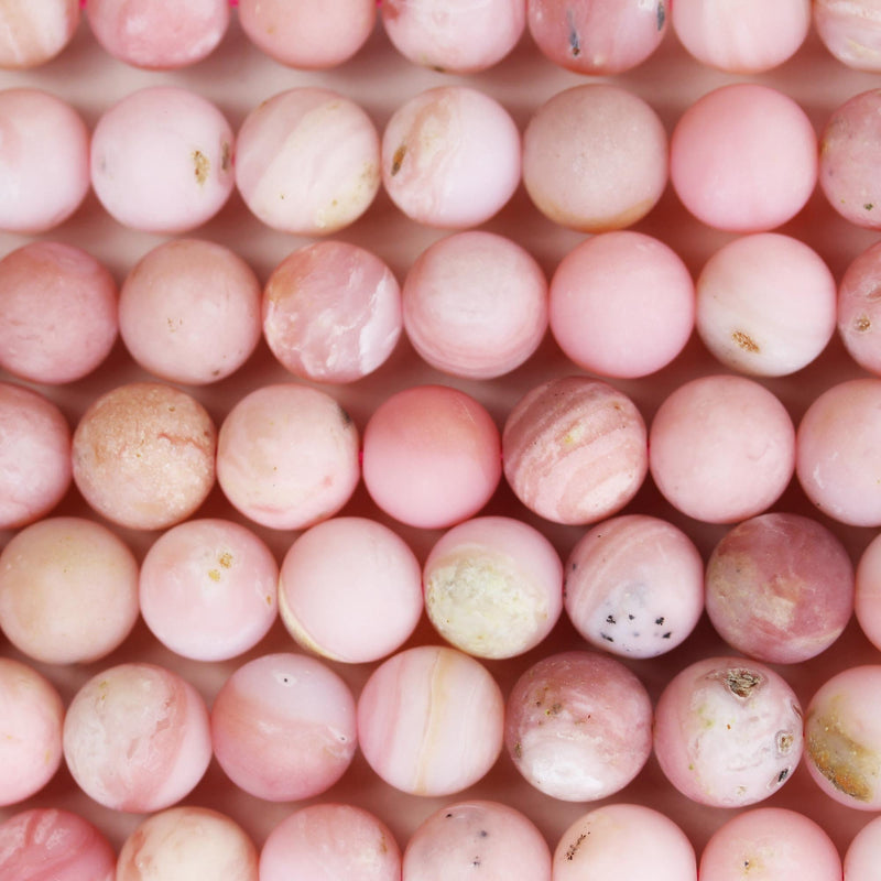 Matte Pink Opal, 10mm Round Gemstone Beads, 15.5", 1mm hole, about 40 beads