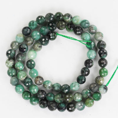 Natural Emerald Gemstone , 6mm faceted round gemstone strand, one full strand, 15.5inch, 0.8mm hole