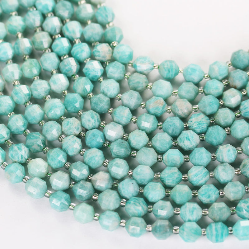 Natural Amazonite Beads, 8*7.5mm faceted oval beads gemstone, 15.5inch, about 36 beads, 1mm hole