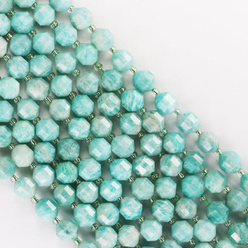 Natural Amazonite Beads, 8*7.5mm faceted oval beads gemstone, 15.5inch, about 36 beads, 1mm hole