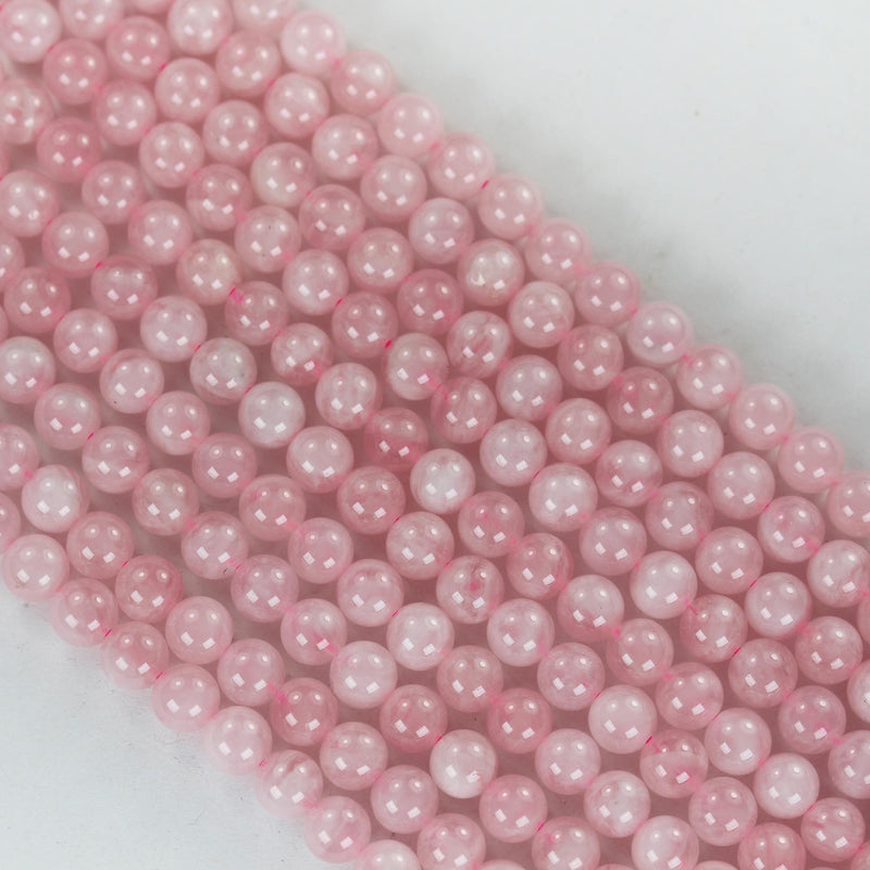 Genuine Natural Madagascar Rose Quartz Gemstone, Pink 6mm round strand, 16" strand, about 60 beads, hole 1mm