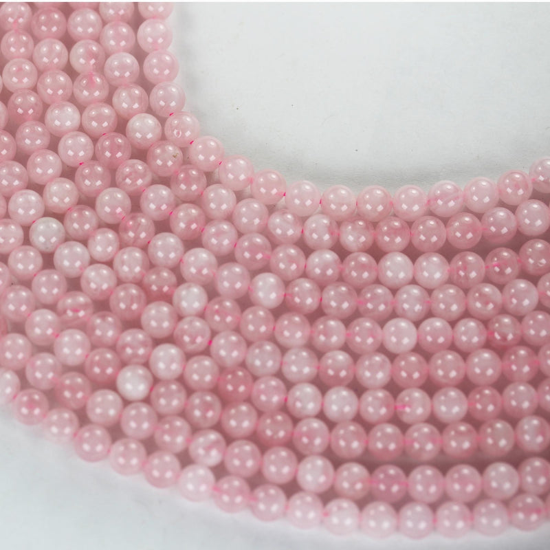 Genuine Natural Madagascar Rose Quartz Gemstone, Pink 6mm round strand, 16" strand, about 60 beads, hole 1mm