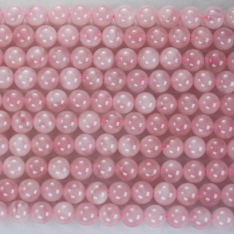 Genuine Natural Madagascar Rose Quartz Gemstone, Pink 6mm round strand, 16" strand, about 60 beads, hole 1mm