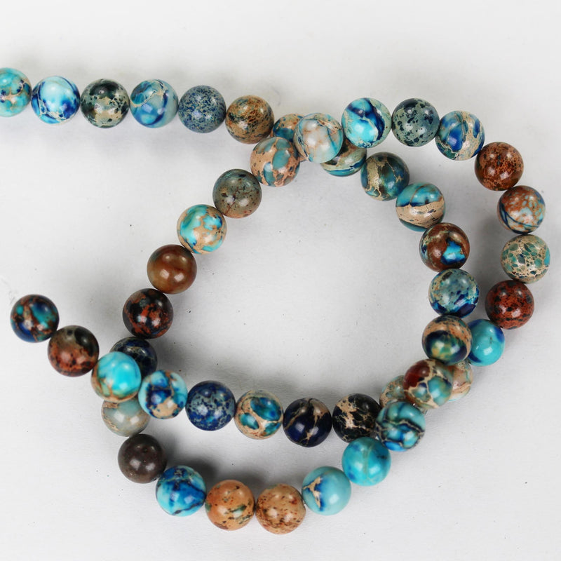 Blue Impression Jasper, 8mm round Blue Jasper gemstone, one full strand beads, 16inch, about 50 beads, 1mm hole