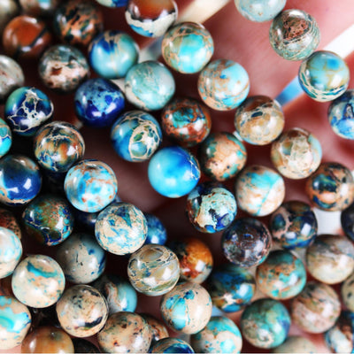 Blue Impression Jasper, 8mm round Blue Jasper gemstone, one full strand beads, 16inch, about 50 beads, 1mm hole